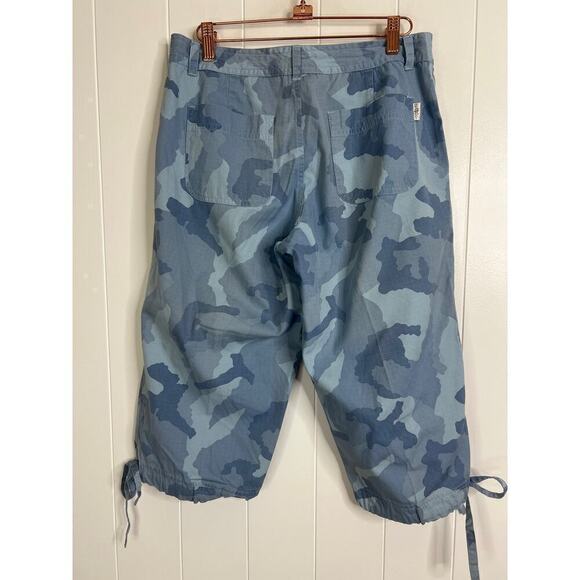 Gramicci Blue Camo Cropped Cargo Pants 100% Cotton Size 8 - Picture 5 of 7